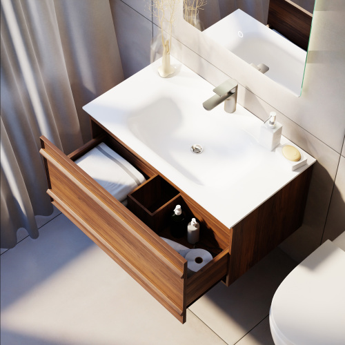 Тумба с раковиной+зеркало Art Decco Bridget (Бриджит) ABR08W22S1M0 80x45x40 подвесная цвет черный орех - фото 4