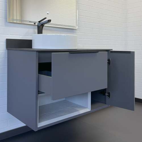 Тумба с раковиной Comforty Джанкой 00-00017878CF 90х50х67 подвесная цвет антрацит - фото 5