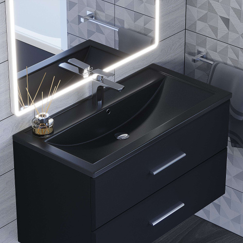 Раковина кварцевая Uperwood Foster Quartz 291030043 90х46 полувстраиваемая цвет черный - фото 3