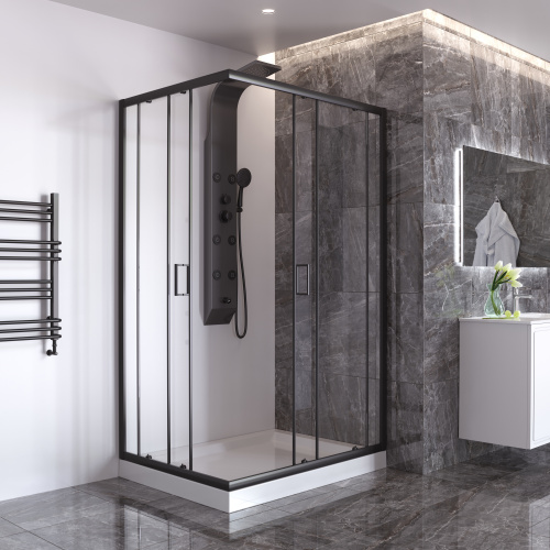 Душевой уголок Taliente TA-08120-1CB 120х80 стекло прозрачное профиль черный матовый без поддона - фото 2