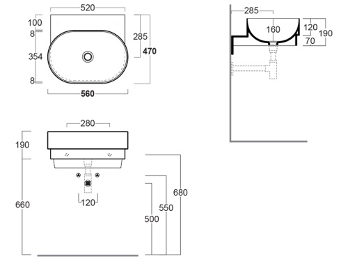 Раковина из санфаянса Simas PO 06 56х43 подвесная цвет белый глянцевый - фото 3