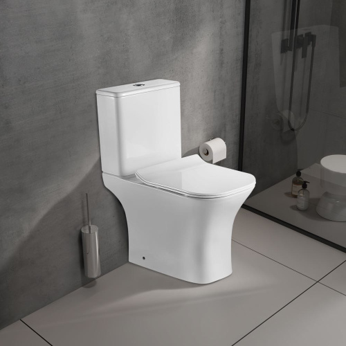 Унитаз-компакт напольный с бачком WesnaArt Kubus 103-KUB13 белый с сиденьем микролифт безободковый каскадный смыв - фото 3