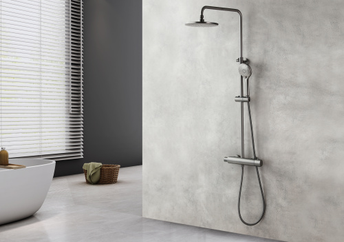 Душевая стойка LeMark Bronx LM3770GM настенная с термостатом - фото 2