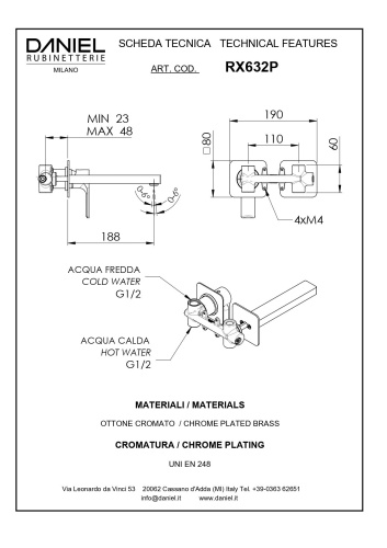 Смеситель Daniel Reflex RX632P-NP встраиваемый в стену зачищенный никель - фото 2