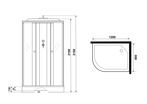 Душевая кабина Niagara Eco E120/80/13R/TN 120х80 асимметричная с крышей ориентация правая - фото 4