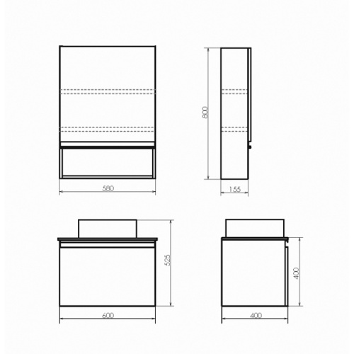 Зеркало-шкаф Comforty Эдинбург 00-00002043CF 58х16х80 подвесной цвет бетон светлый - фото 2
