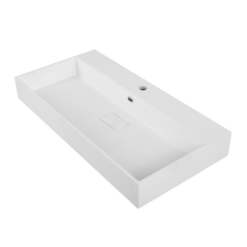 Раковина из искусственного камня Cezares 50263 91х45 подвесная цвет белый матовый 1 отверстие под смеситель - фото 2