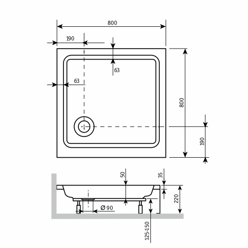 Душевой поддон RGW Acryl 16180188-11 80х80 акрил белый - фото 3