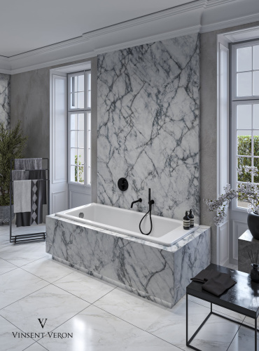 Ванна чугунная Vinsent Veron Tampa VTP1707042H/E60327CH-AS 170х70 пристенная прямоугольная с ножками с ручками - фото 3