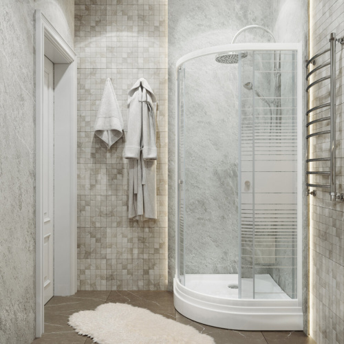 Душевой уголок Тритон Стандарт Щ0000061805 90х90 стекло прозраное с рисунком профиль белый с поддоном - фото 3