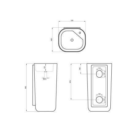 Раковина из сантехнического фарфора Lavinia Boho Bathroom Sink 33311126 50х50 напольная цвет белый 1 отверстие под смеситель