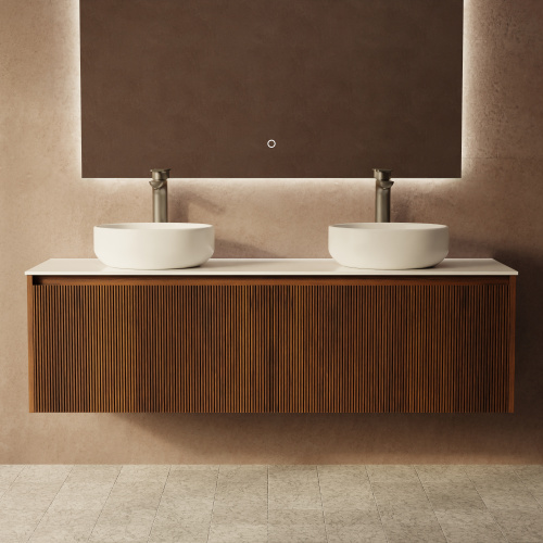 Тумба с раковиной+зеркало Art Decco Camilla (Камилла) ACM14W22D3M0 140x45x40 подвесная цвет черный орех - фото 4