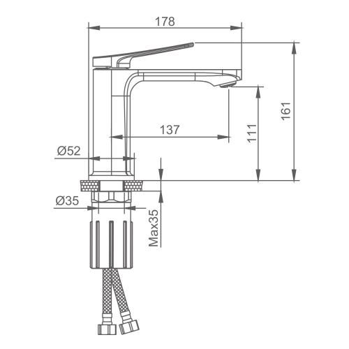 Смеситель Splenka S40 S40.10.07 на раковину серый - фото 3