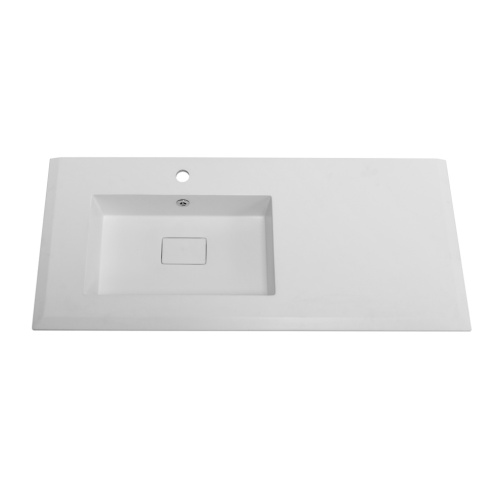 Раковина из искусственного камня Cezares 50213 104х46 подвесная цвет белый матовый 1 отверстие под смеситель - фото 2