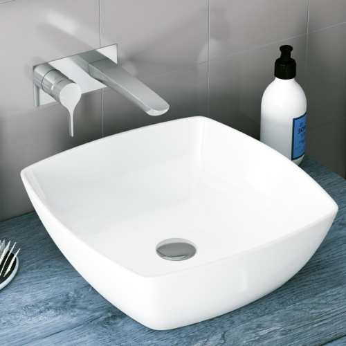 Раковина из сантехнического фарфора Teymi Kati T50701 43х43 накладная цвет белый без отверстий под смеситель - фото 5