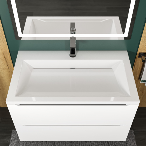 Раковина из литьевого мрамора Uperwood Infinity RInfinity80wg 80х45 полувстраиваемая цвет белый - фото 3