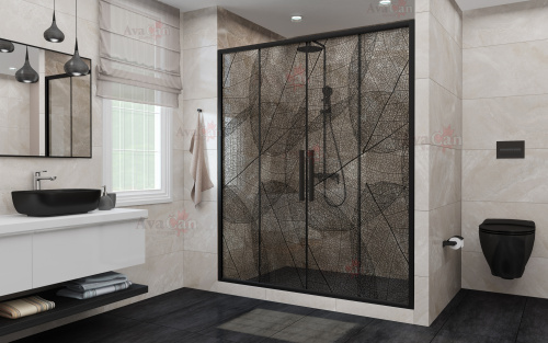 Душевая дверь AvaCan FB2-170 190х195 стекло тонированное профиль черный - фото 3