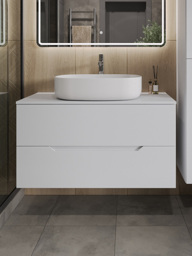 Тумба с раковиной Orange Line Li-100TuwMDF+B08-600W 101х46х69 - фото 3