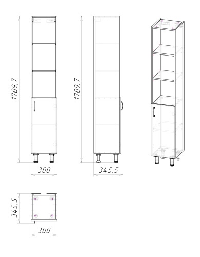 Шкаф-пенал Grossman Флай 303001 30х32х160 напольный цвет белый/дуб сонома - фото 4