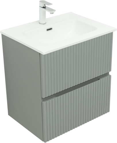 Тумба под раковину Aquanet Джейн 00313316 59х44х64 напольная/подвесная цвет зеленый/серый - фото 3