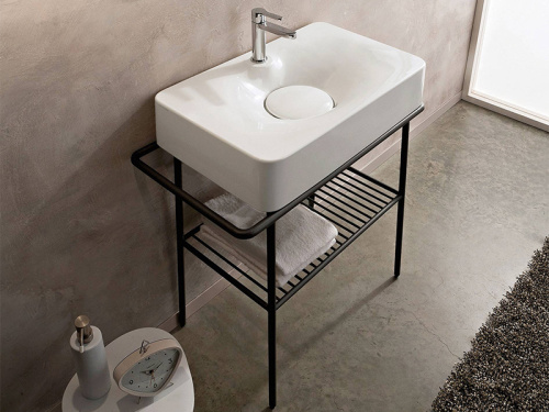 Консоль под раковину Scarabeo Fuji 6005/NROP 59х44х75 напольная цвет черный - фото 2