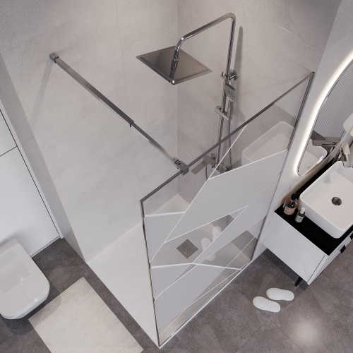 Душевая перегородка Niagara Nova NG-660-12 120х195 стекло прозрачное с рисунком профиль хром глянцевый - фото 5