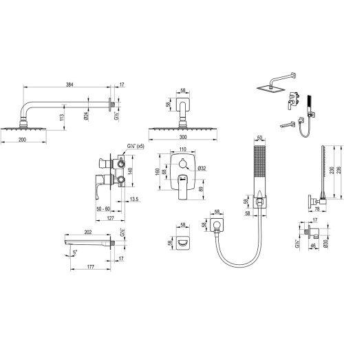 Душевая система LeMark Ursus LM7222BG встраиваемая в стену - фото 2