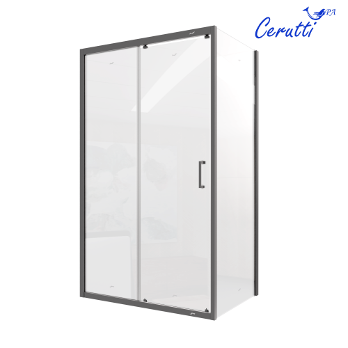 Душевой уголок Cerutti SPA GLORIA120B 80х120 стекло прозрачное профиль черный без поддона - фото 2