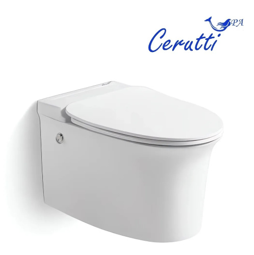 Унитаз подвесной Cerutti SPA CT10195 белый с сиденьем микролифт безободковый импульсный смыв - фото 4