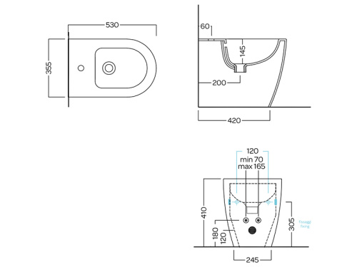 Биде Hatria FUTURA Y9B701 напольное - фото 3