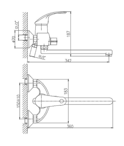 Cмеситель для ванны и душа Haiba HB2221 настенный хром - фото 2