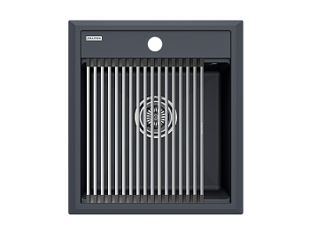 Кухонная мойка + коландер Paulmark PM114651-AN+R375-BS 46х51 цвет антрацит