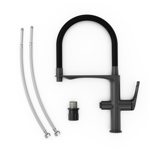 Смеситель для кухни Tokito MITSUISHI TOK-MIT-1012GM на раковину вороненая сталь - фото 2