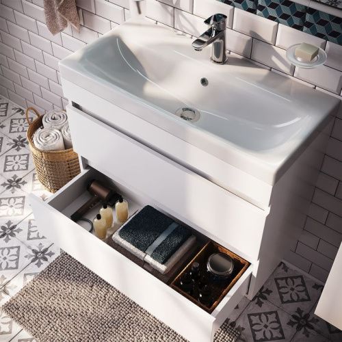 Тумба с раковиной IDDIS Zodiac ZOD8CB0i95K 79х37х64 подвесная цвет белый - фото 3