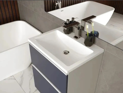 Раковина из литьевого мрамора Uperwood Self 4538341000 60х45 полувстраиваемая цвет белый - фото 4