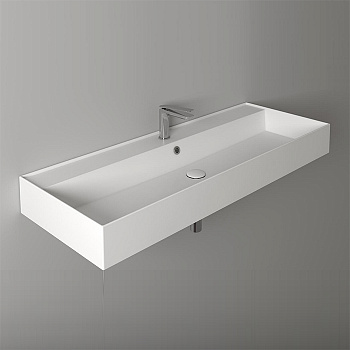 Раковина из санфаянса Simas Agile AG121 bi*1 121х46 подвесная цвет белый 1 отверстие под смеситель