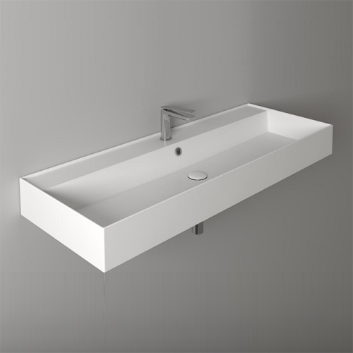 Раковина из санфаянса Simas Agile AG121 bi*1 121х46 подвесная цвет белый 1 отверстие под смеситель