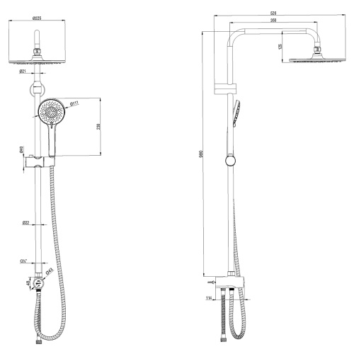 Душевой гарнитур LeMark LM8809BL настенный черный - фото 2