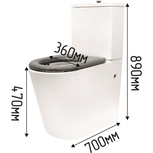 Унитаз напольный с бачком Dstrana 4620 белый без сиденья безободковый каскадный смыв - фото 2