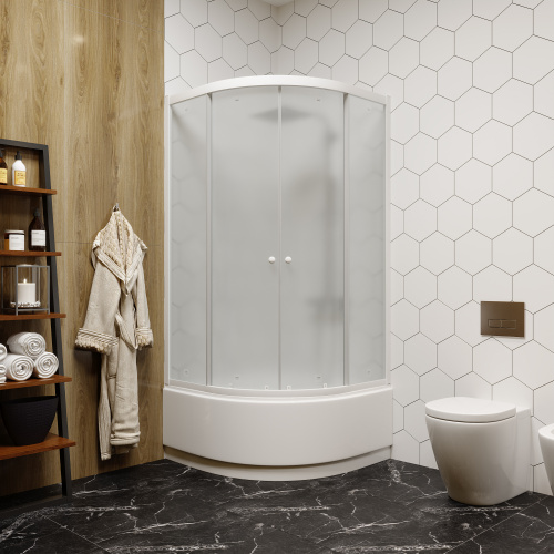 Душевой уголок Parly ZF80 80х80 стекло матовое профиль белый с поддоном - фото 3