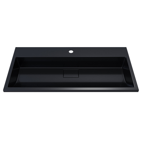 Раковина из литьевого мрамора Uperwood Barsa 3939193464 90х45 полувстраиваемая цвет черный - фото 5