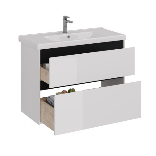 Тумба под раковину LeMark Combi LM03C100T-black 96х45х65 напольная/подвесная цвет белый/черный - фото 2