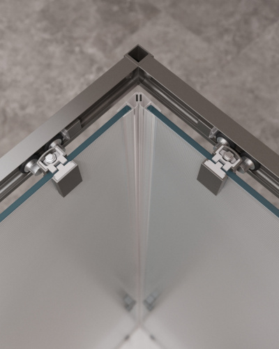 Душевой уголок Cezares MOLVENO MOLVENO-A-2-90-P-GM 90х90 стекло рифленое профиль оружейная сталь без поддона - фото 3