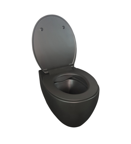 Унитаз подвесной Creo Сeramique AVIGNON COMBO-AV1100MB/AV1001TMB черный с сиденьем с микролифт каскадный смыв - фото 2