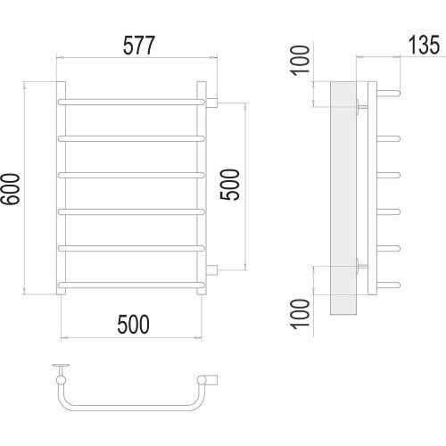 Полотенцесушитель Terminus 4670078530349 58х60 водяной хром - фото 3