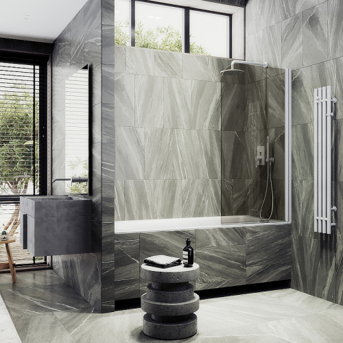 Душевая шторка на ванну Maybah Glass MGV-611-1 60х140 стекло тонированное профиль белый ориентация универсальная - фото 3