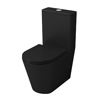 Унитаз напольный с бачком Grossman Санфаянс GR-4449BMS черный матовый с сиденьем безободковый каскадный смыв