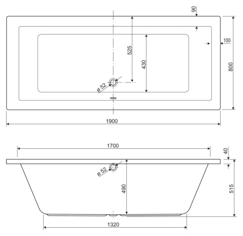 Ванна акриловая Cezares PLANE PLANE-190-80-49-W37 190х80 пристенная прямоугольная без каркаса - фото 3