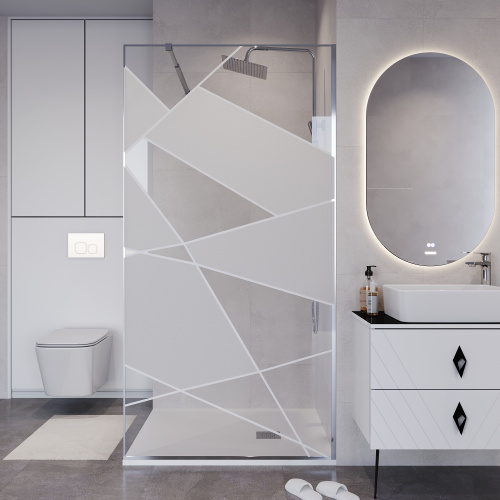 Душевая перегородка Niagara Nova NG-660-12 120х195 стекло прозрачное с рисунком профиль хром глянцевый - фото 3