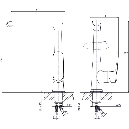 Смеситель для кухни Rush Gozo GZ3735-23 на мойку хром - фото 2